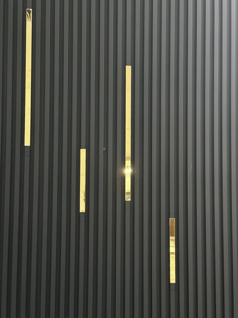 A wall with some yellow lines on it