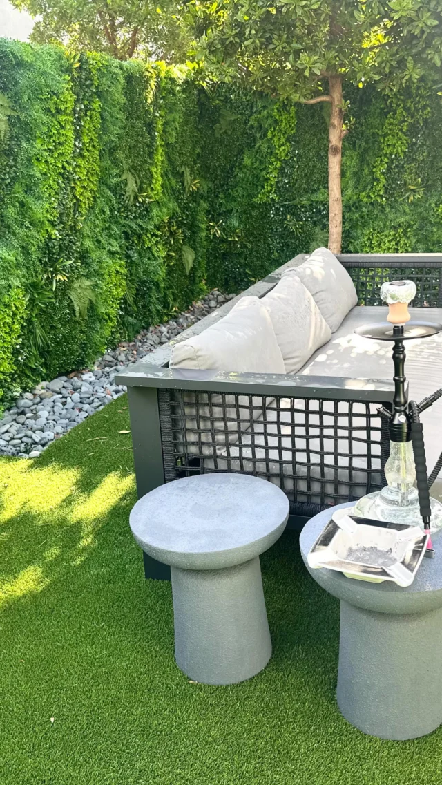 No place like home! Beautiful fence wrap around for this cozy backyard. Beautiful way to elevate the space #csd3dwalls #3dwalls #3dwall #ivywalls #greenery #miamiaccentwalls #backyardecor #backyardlivung #curbappeal #miamilanscaoe #miamihandyman #miamideveloper
