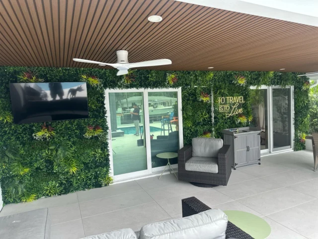 Waterfront property only deserves the best Views. Full wrap around of plush greenery for our previous client. We did greenery, roof slats and custom neon sign! This project turned out amazing. Every detail was captured. Let’s upgrade you #csd3dwalls #3dwalls #3dwall #ivywalls #slatwalls #cladding #pergolaceiling #waterfrontproperty #miami #southflorida #coralsprings #coralgables #bocaraton #interiordesigner #pembrokepines #deerfieldbeach #trending #viral #fyp